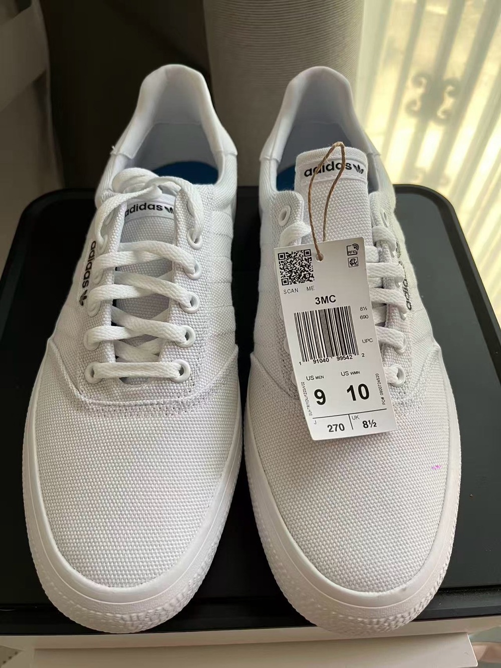 adidas White Low-Top Sneakers with Blue Insoles - Picture 2 of 5